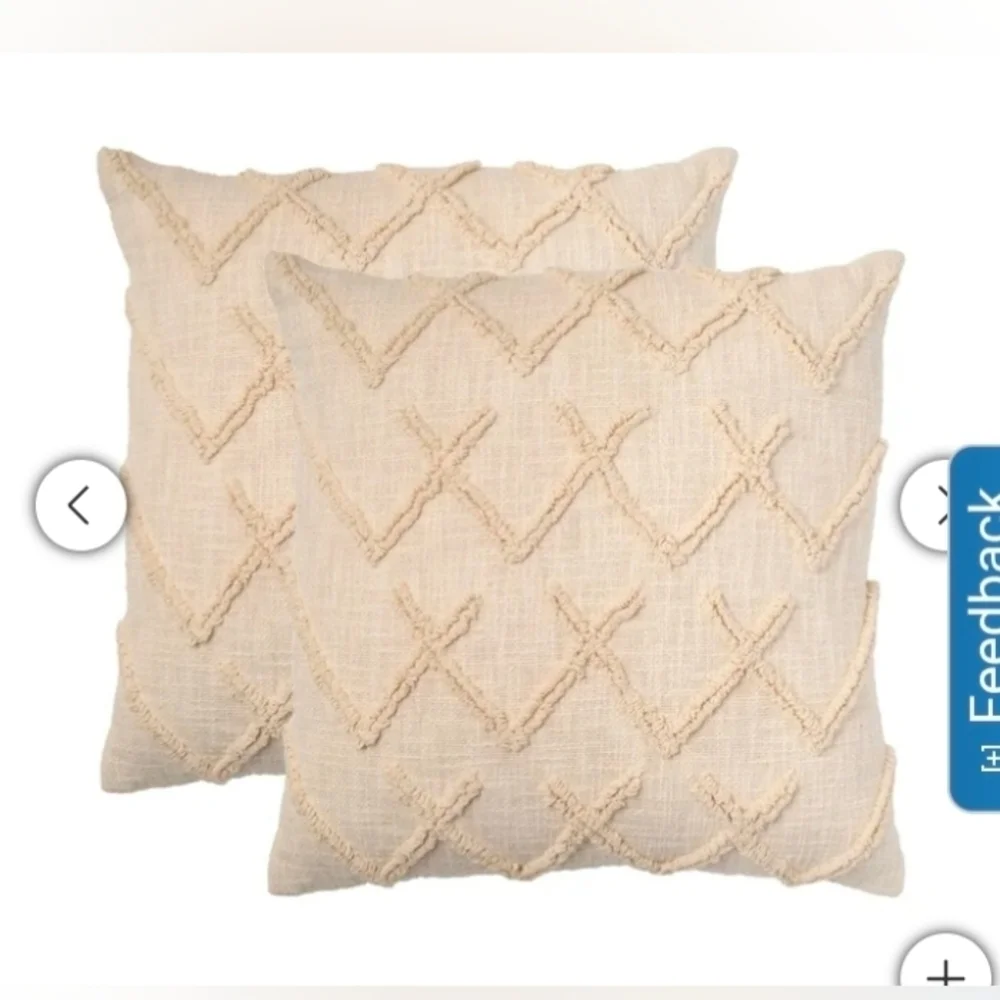 Mina Victory Cotton 20” x 20” Decor Pillow Cover , 2-pack